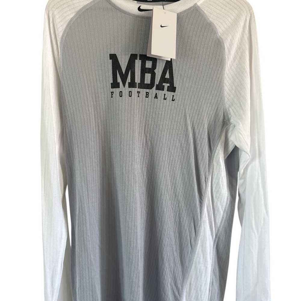 Nike Dri Fit MBA Football Men's White and Gray Long Sleeve Tee